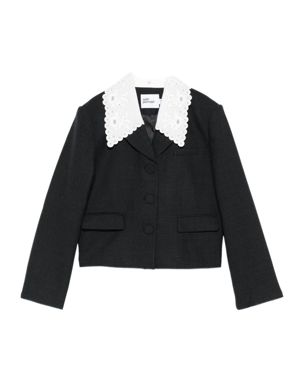 Self-Portrait Black Collared Jacket