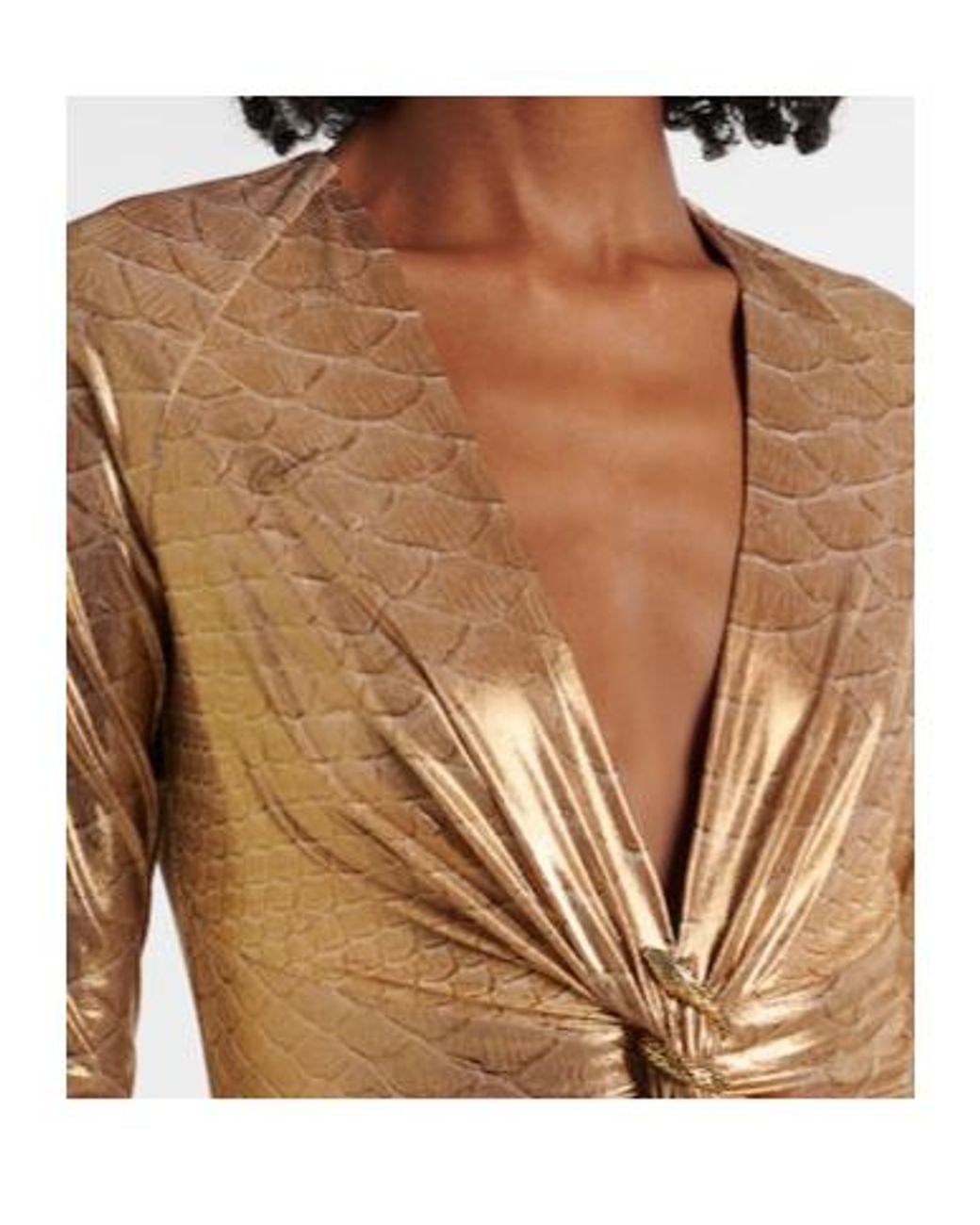 Roberto Cavalli Natural Embellished Snake-Print Midi Dress