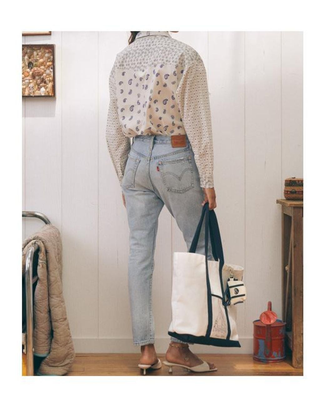 Maison Labiche White Paisley-Print Patch-Detail Shirt