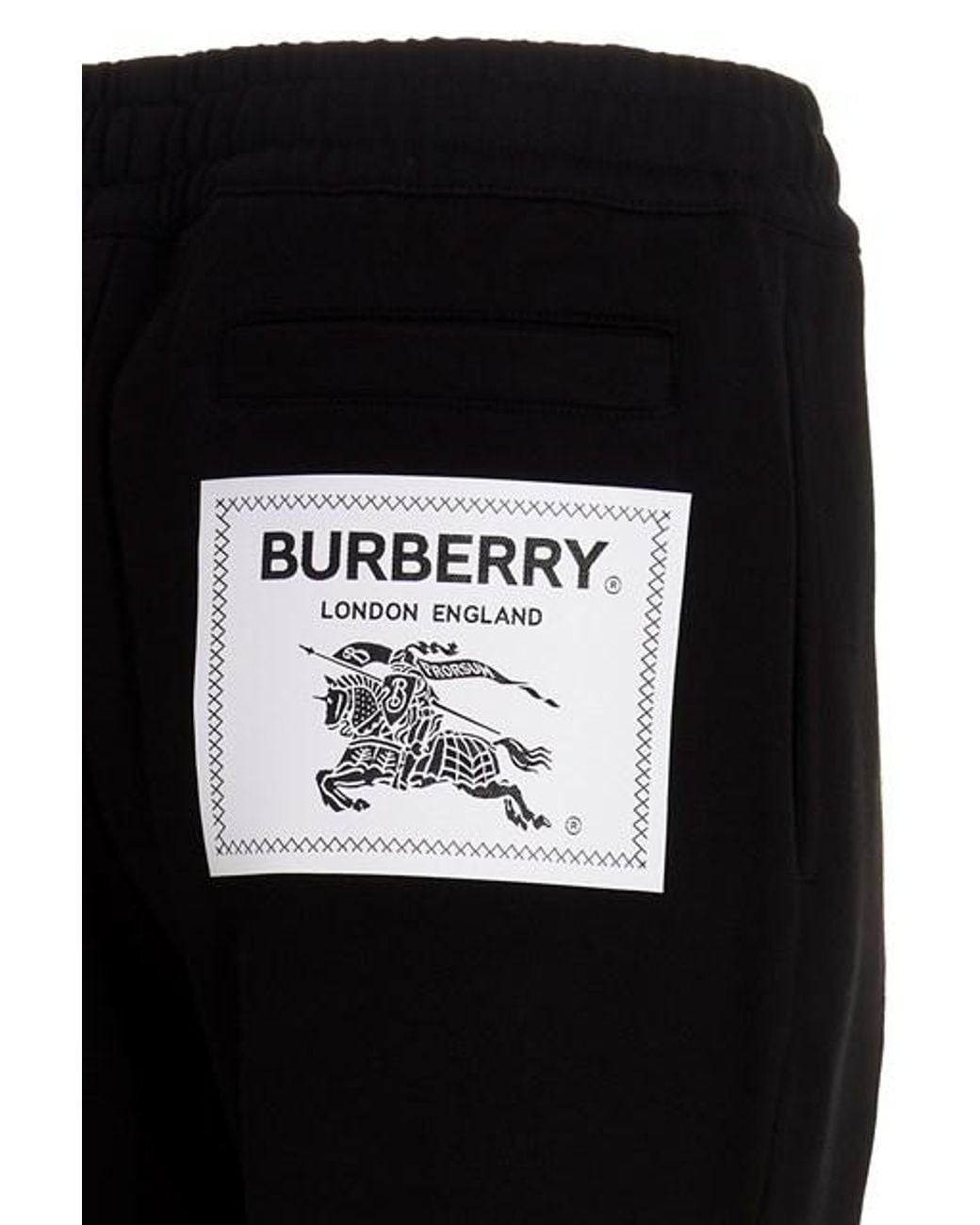 Burberry Black Equestrian Knight Patch Jogging Pants for men