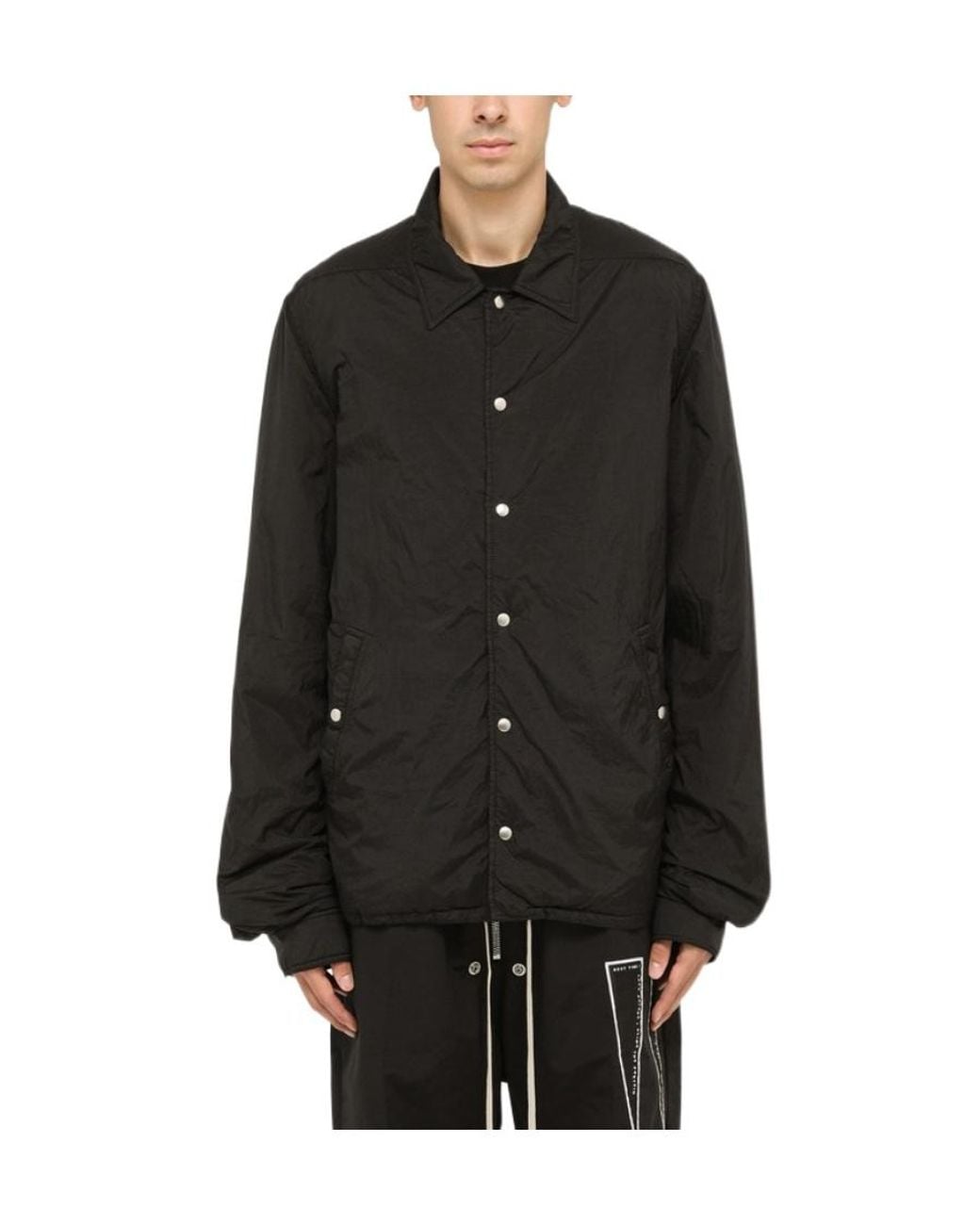 Rick Owens Black Press-Stud Shirt Jacket for men