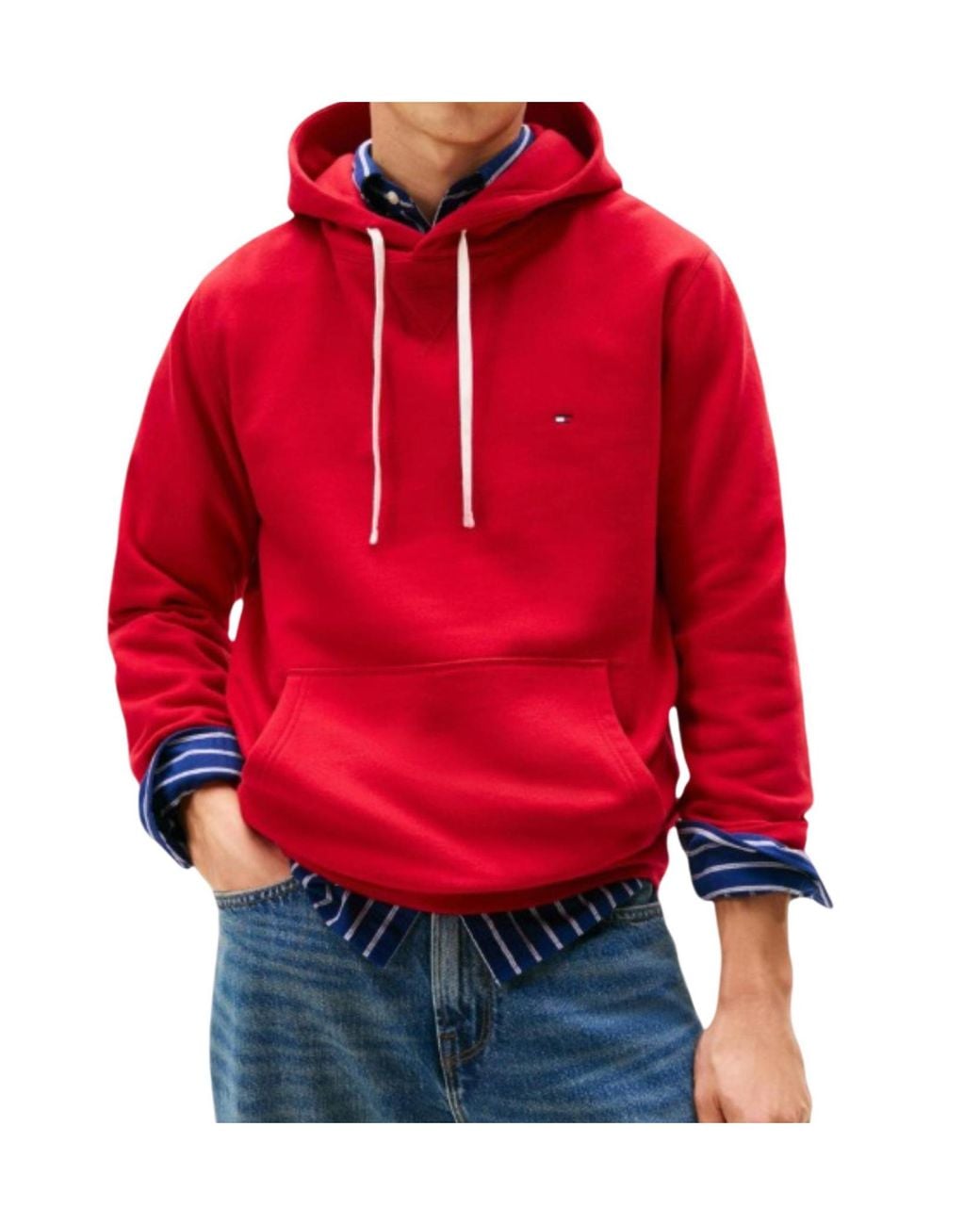 Tommy Hilfiger Red Long-Sleeve Hooded Sweatshirt for men