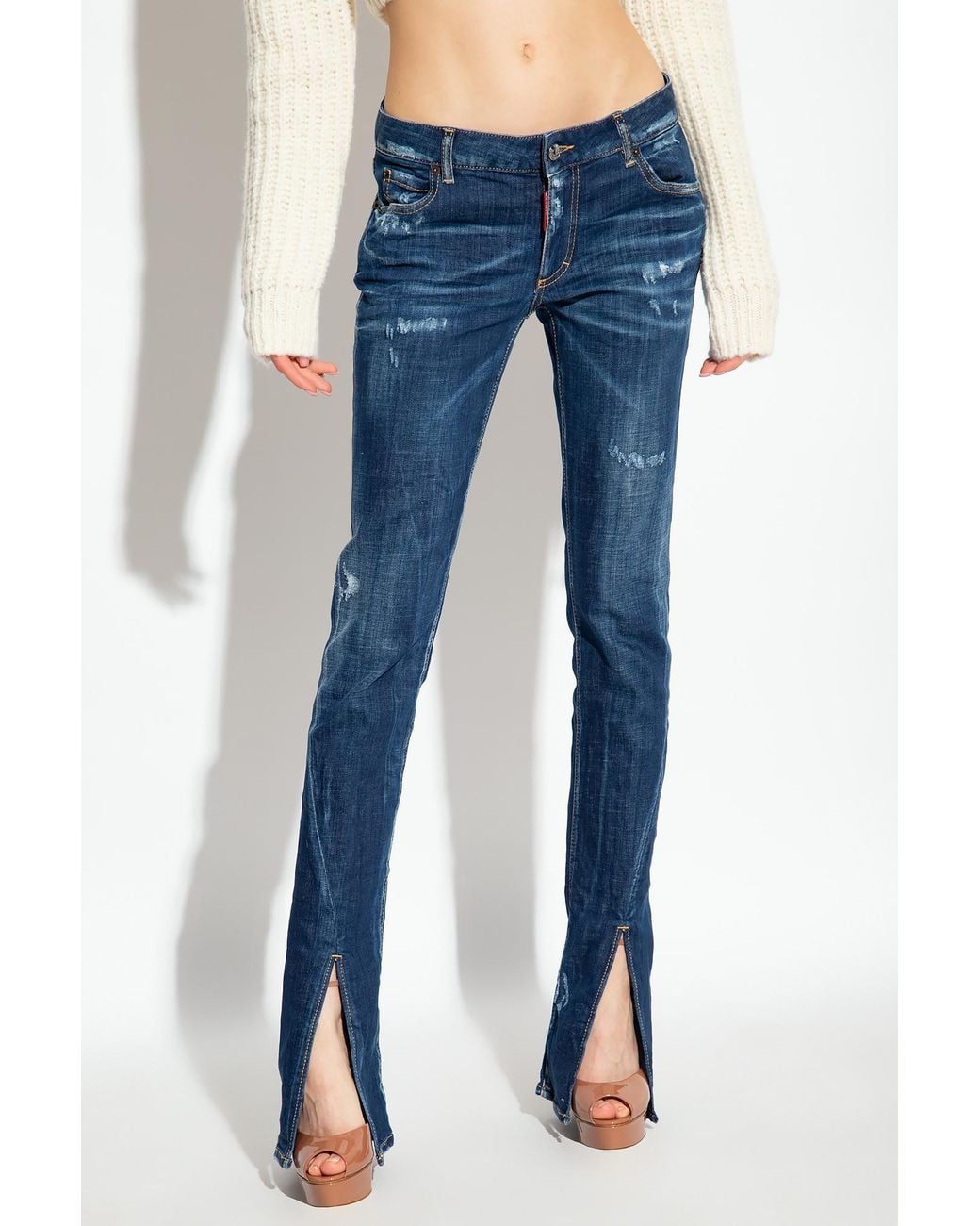 DSquared² Blue Logo Patch Bootcut Jeans
