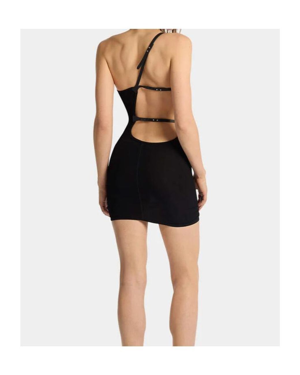 DSquared² Black Strappy One-Shoulder Mini Dress