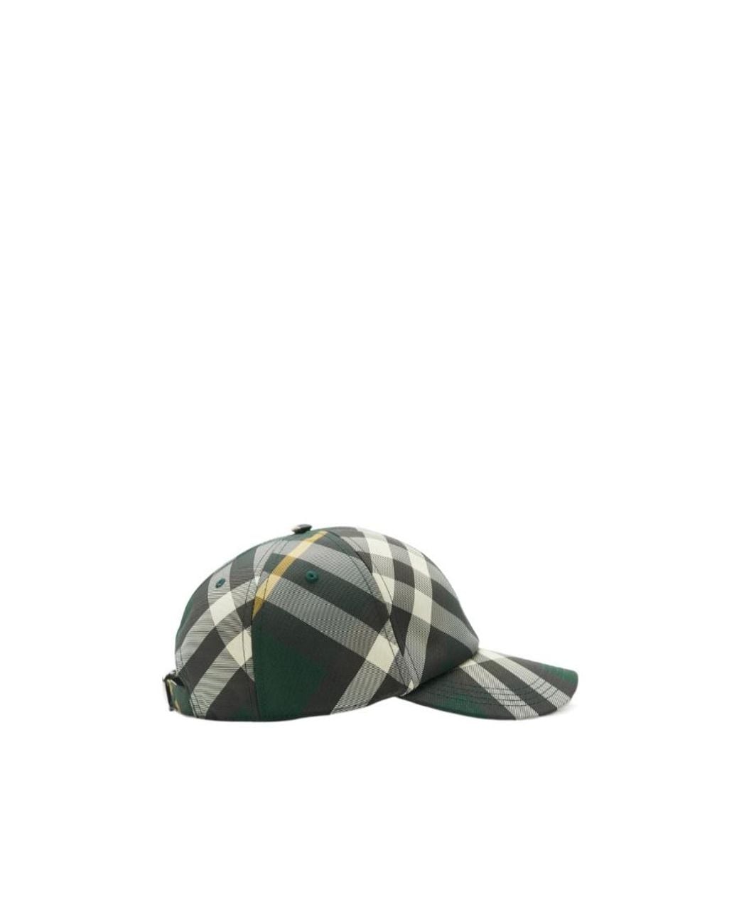 Burberry Green Checked Curved-Peak Baseball Cap for men