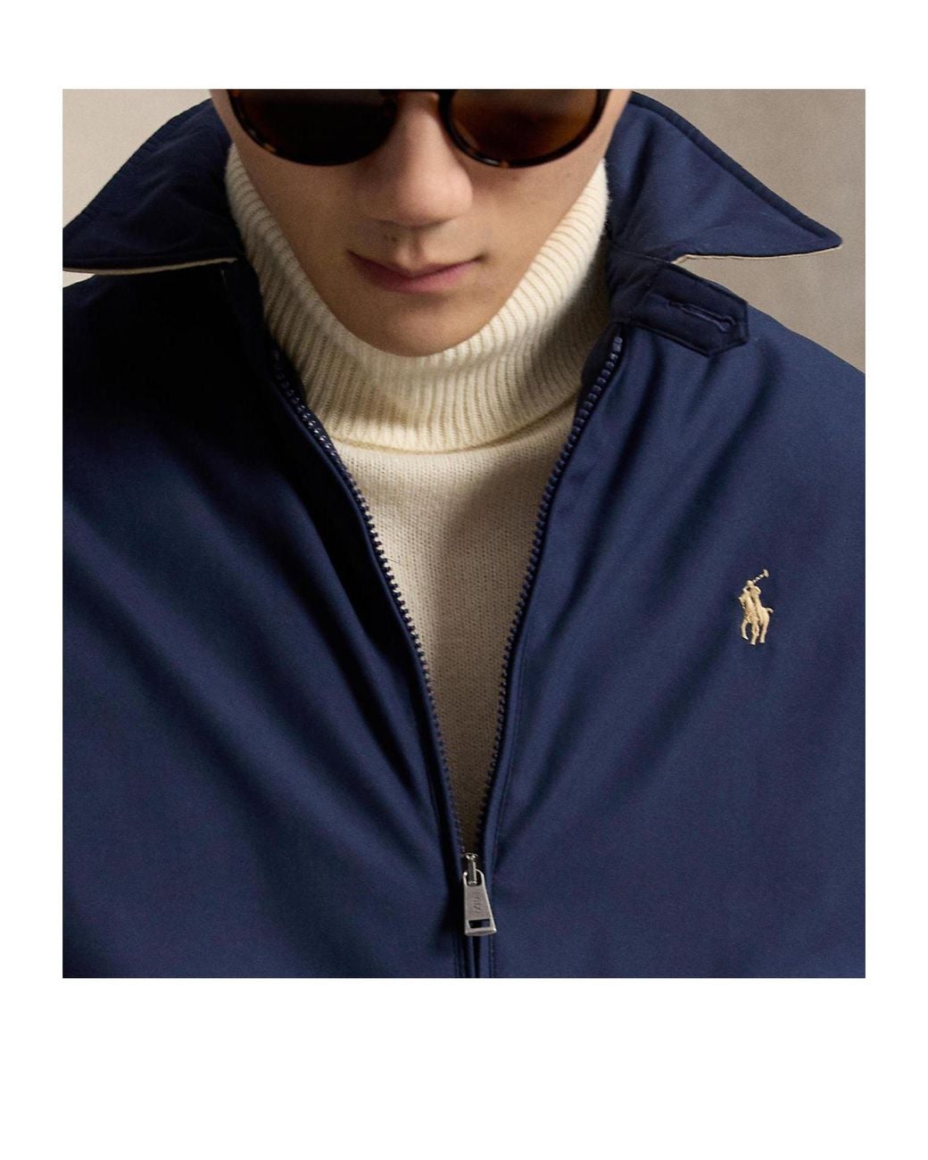 Polo Ralph Lauren Blue Stand Collar Zip Jacket for men