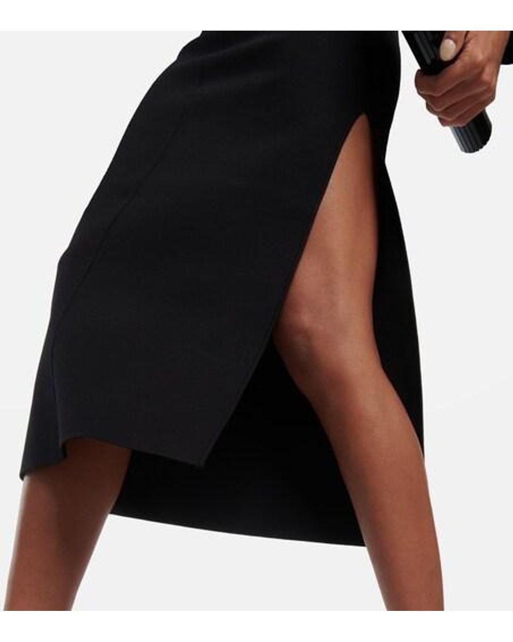 Galvan Black Aphrodite Off-Shoulder Midi Dress