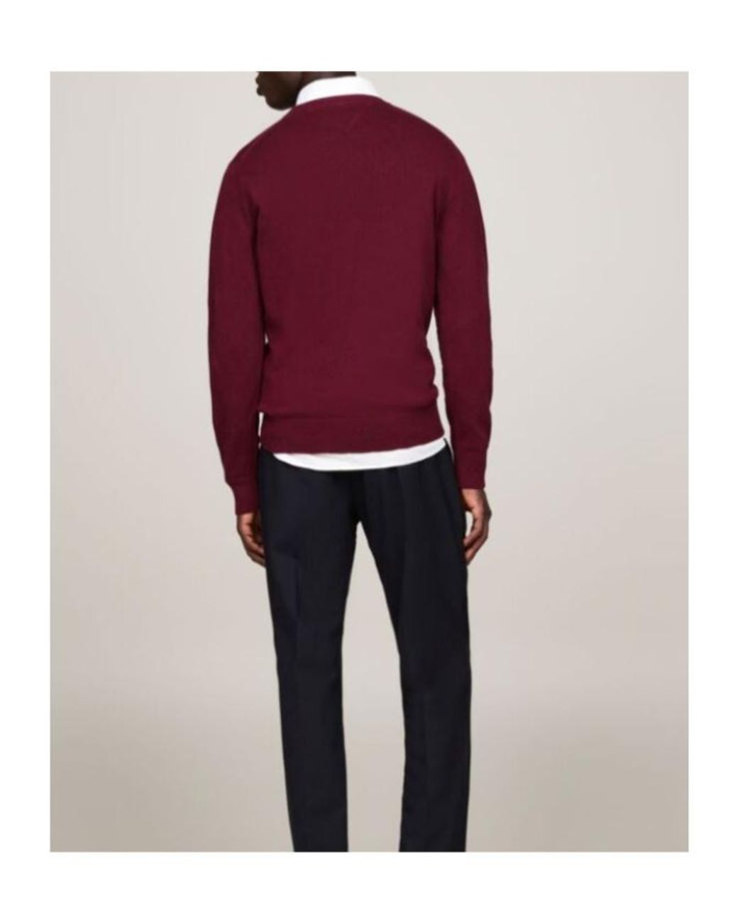 Tommy Hilfiger Red Cotton Cashmere Crew Neck Jumper for men