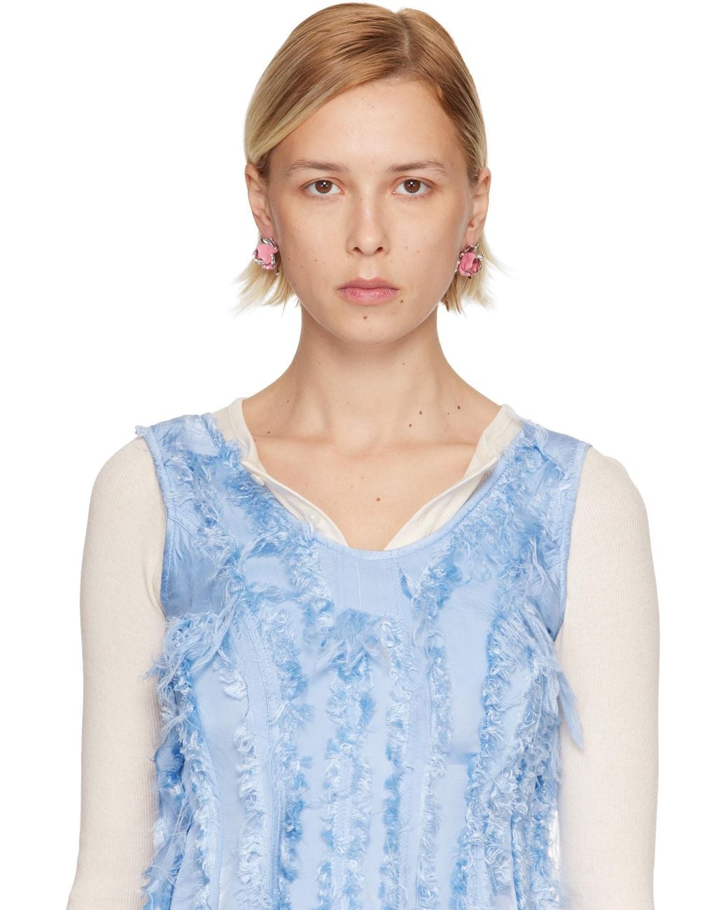 Marni Pink Flower Embellished Earrings
