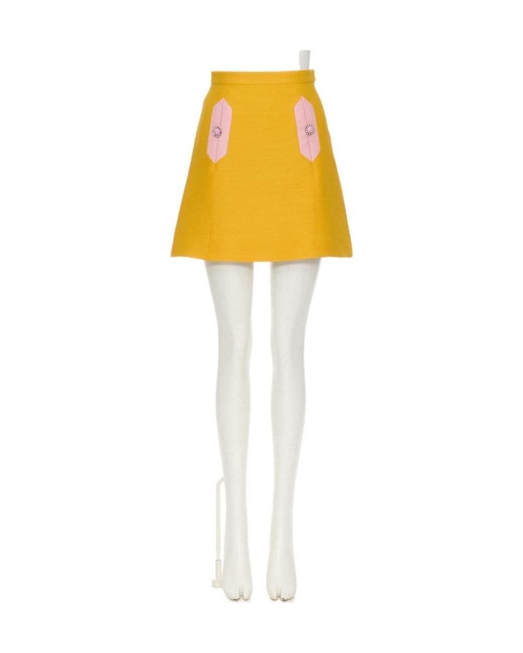 Valentino Yellow Button Embellished A-Line Skirt