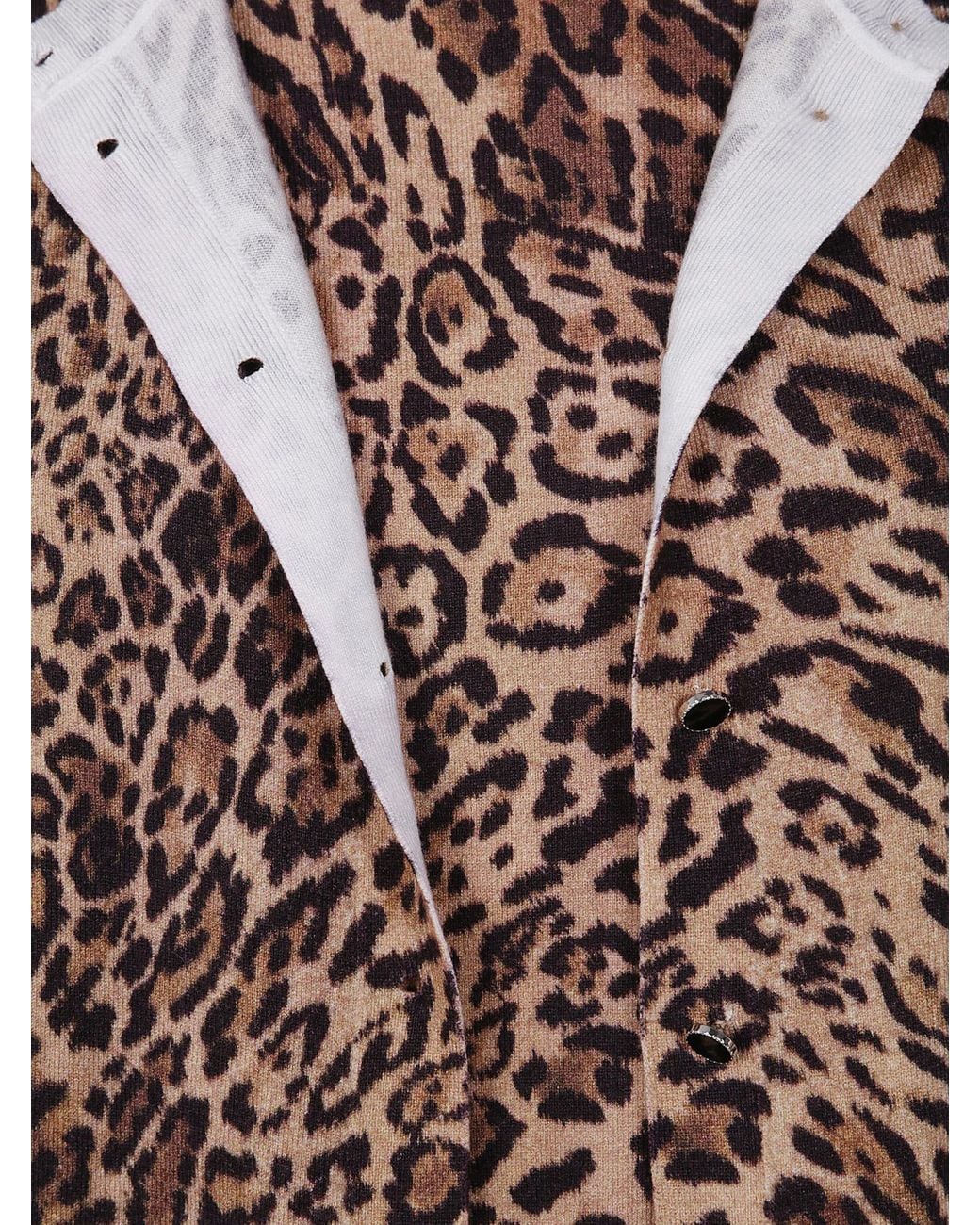 Twinset Brown Leopard-Print Buttoned Crewneck Cardigan