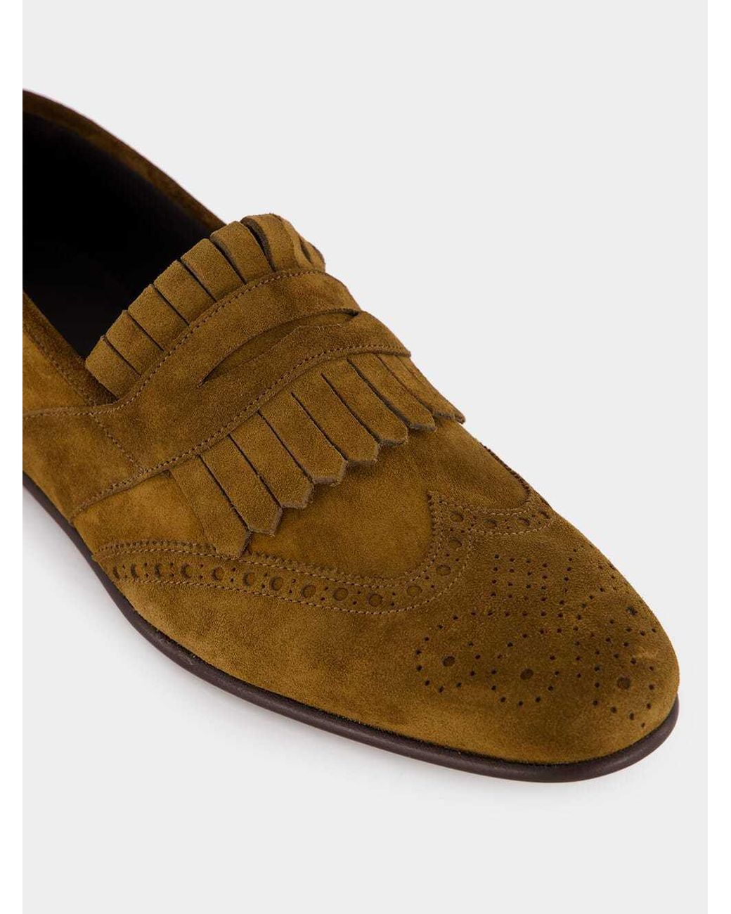 Manolo Blahnik Brown Round Head Loafer Shoes for men