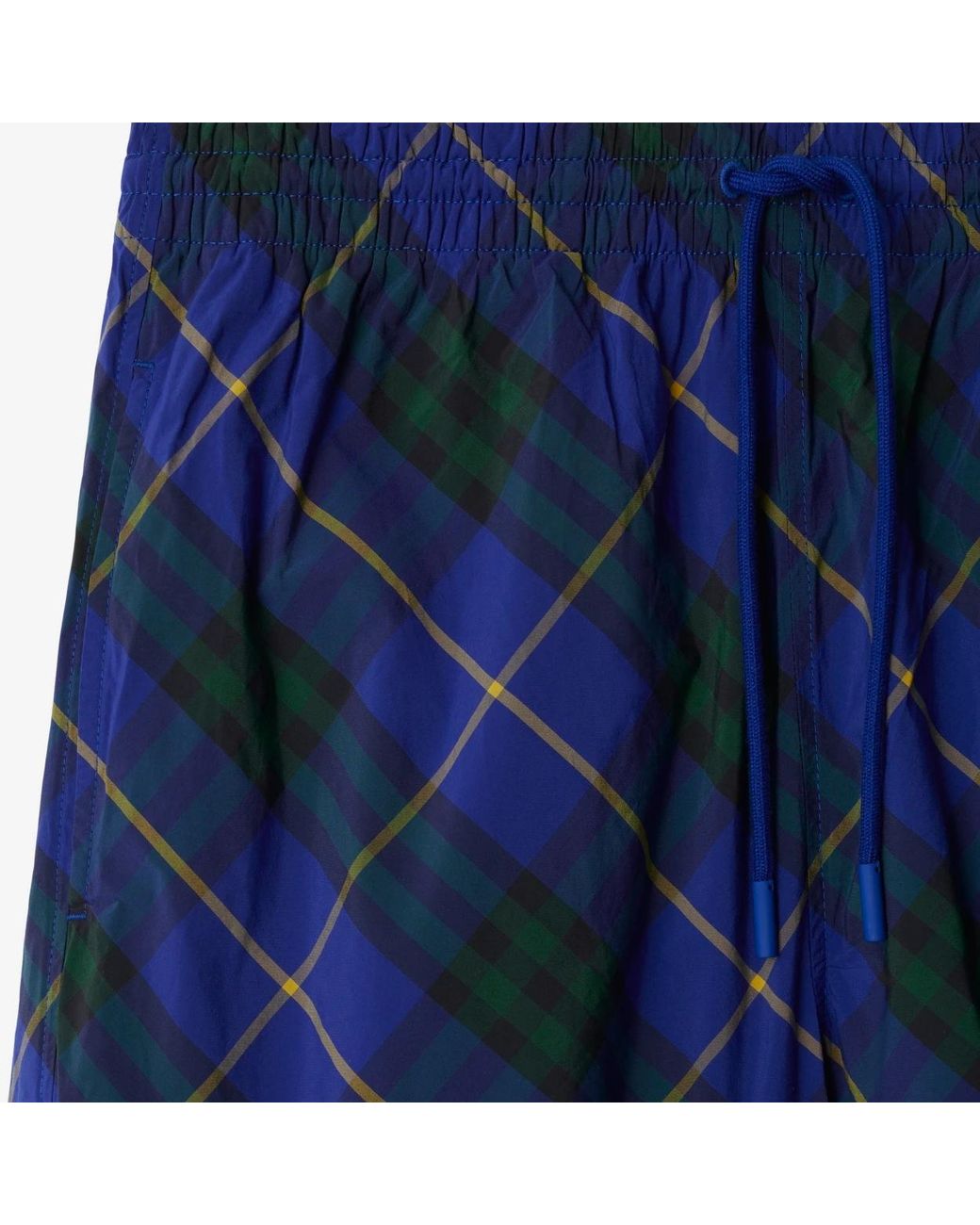 Burberry Blue Checked Drawstring Swim Shorts for men