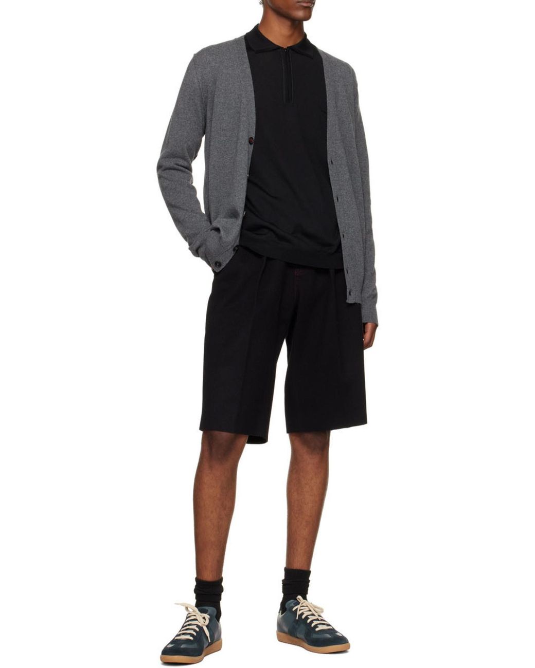 Maison Margiela Gray Button-Up Knitted Cardigan for men