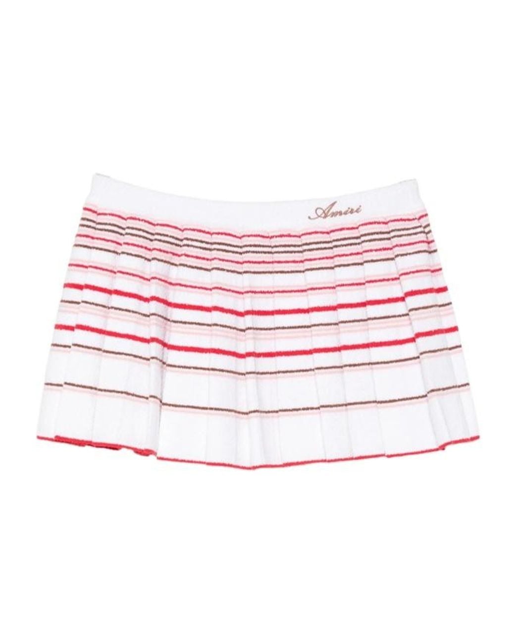 Amiri Pink Striped Pleated Mini Skirt