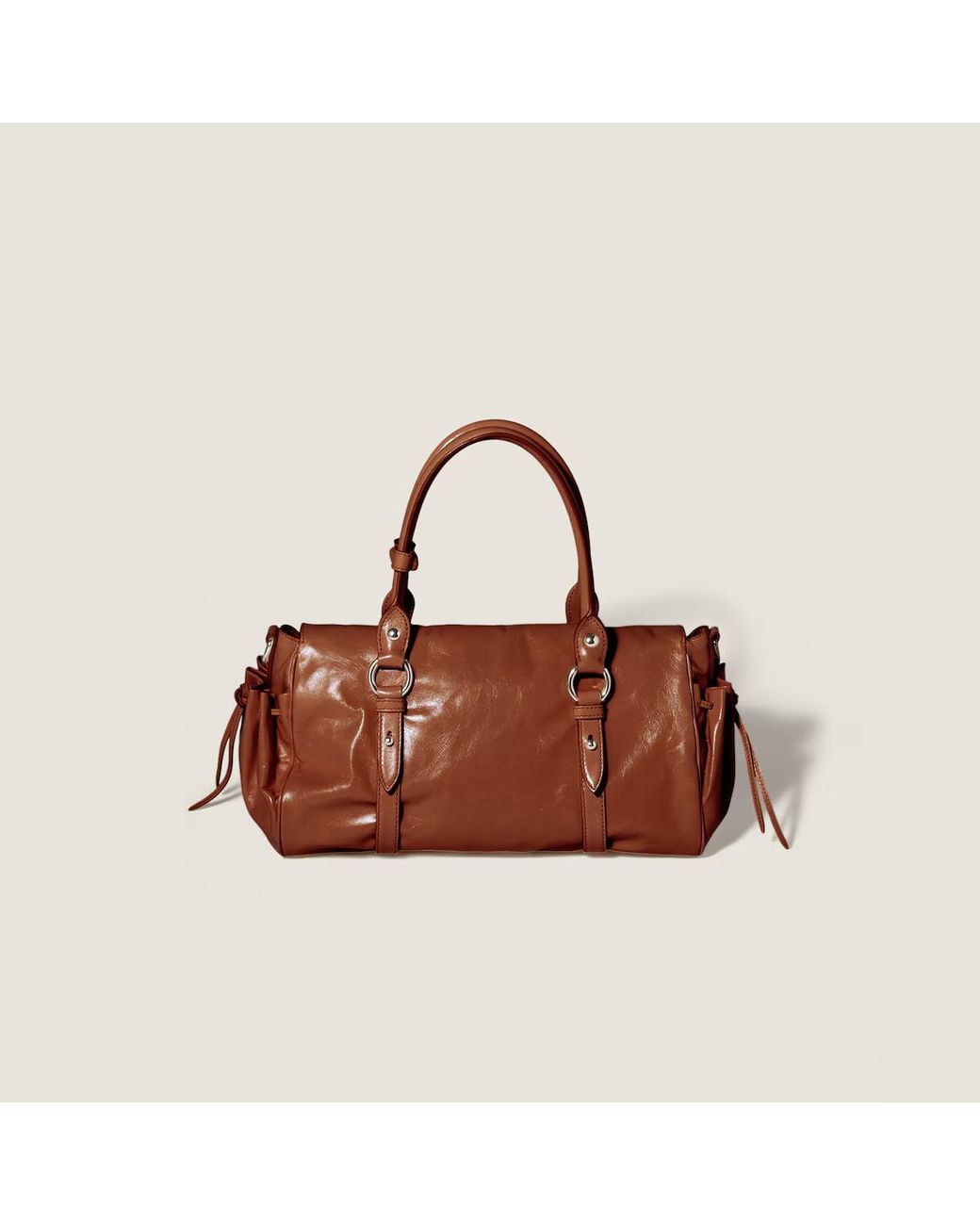 Miu Miu Brown Shiny Leather Handbag