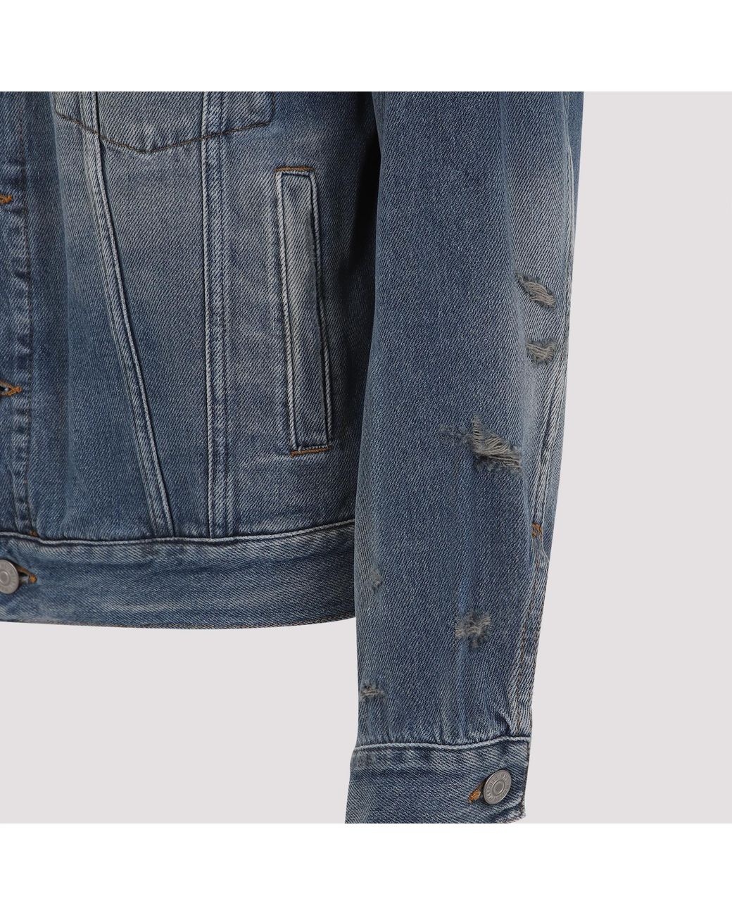 MM6 by Maison Margiela Blue Distressed Denim Jacket