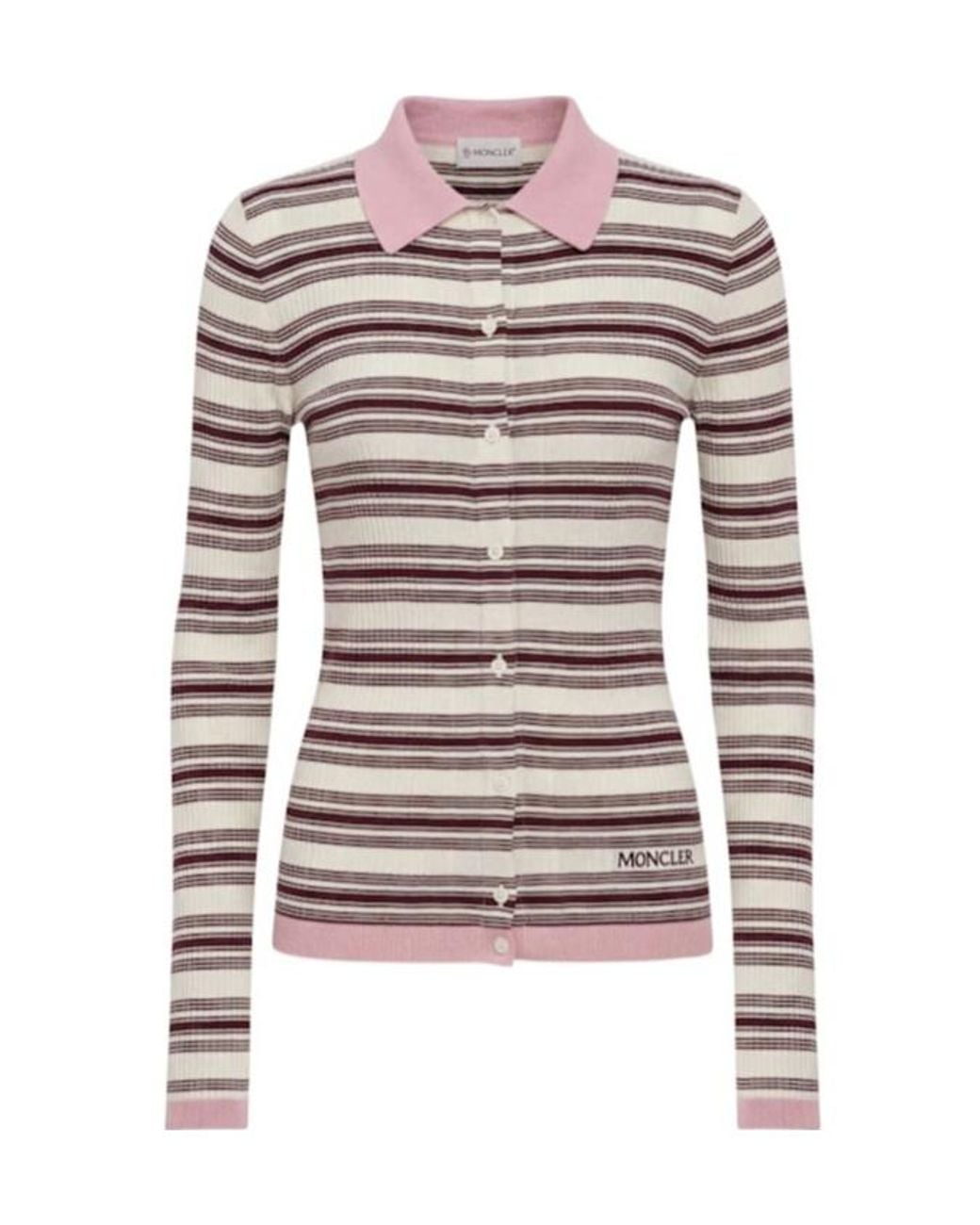 Moncler Multicolor Striped Cotton Long Sleeve Polo Shirt