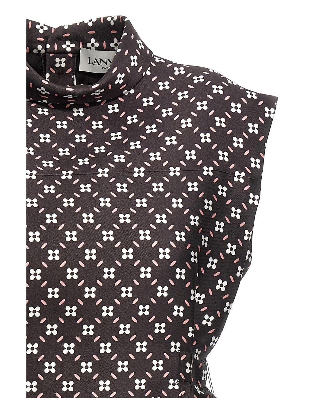 Lanvin Black All-Over Floral Printed Mini Dress