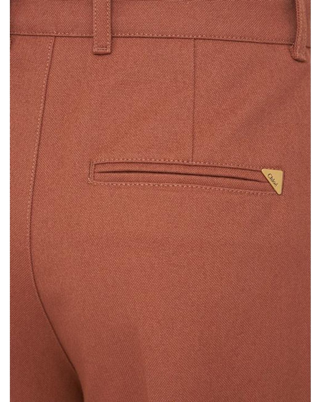 Chloé Brown Cotton Canvas High Waist Pants