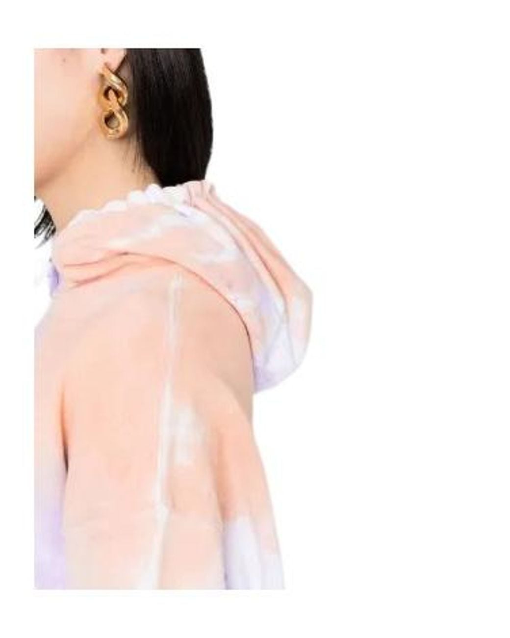 MSGM White Slogan-Print Tie-Dye Hoodie