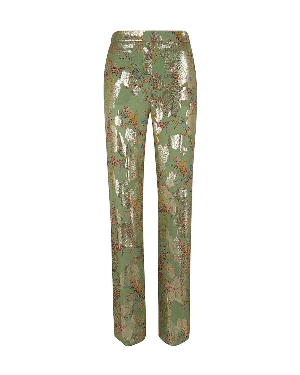 Valentino Green Floral Printed Straight Leg Pants
