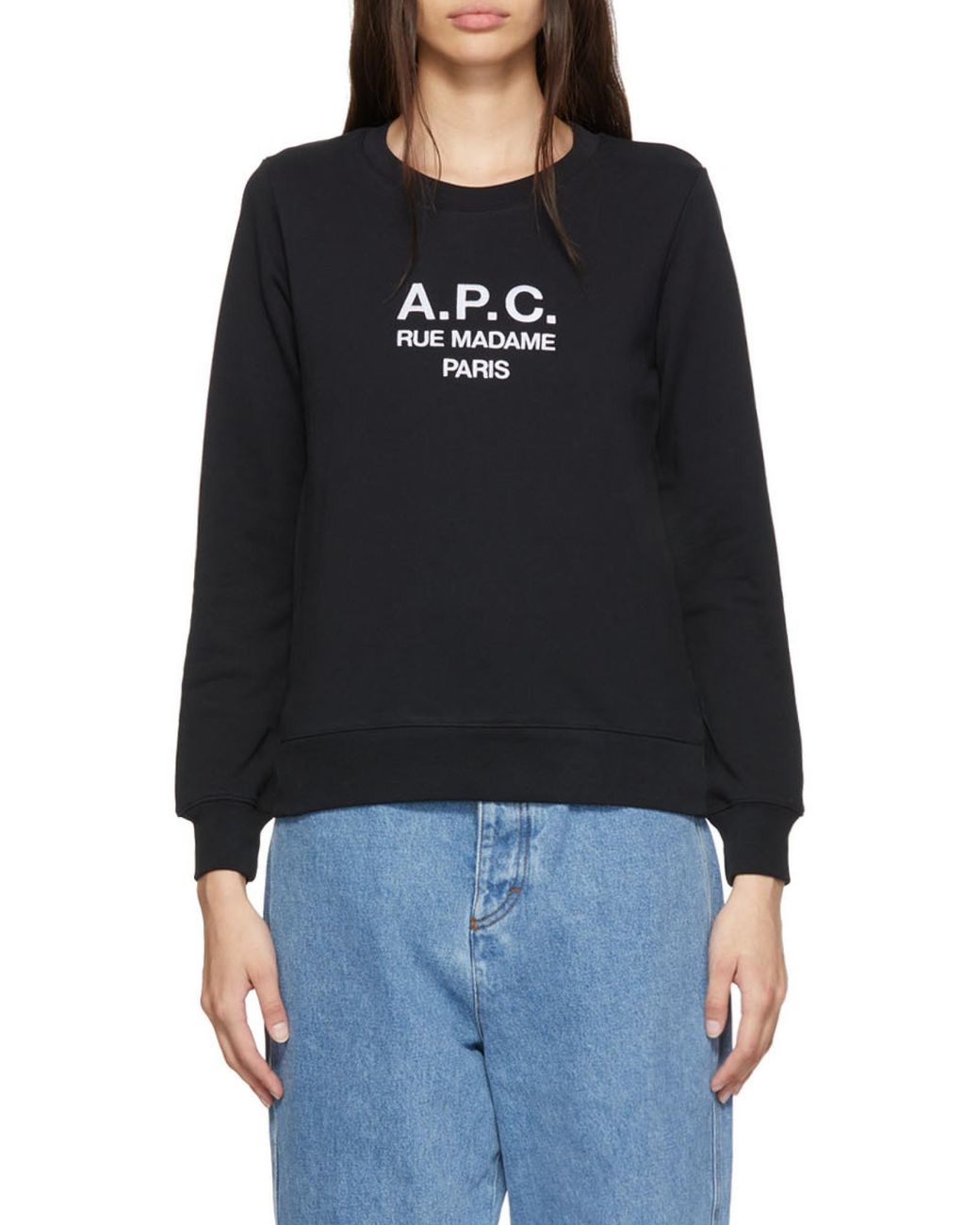 A.P.C. Black Logo Embroidered Crewneck Sweatshirt