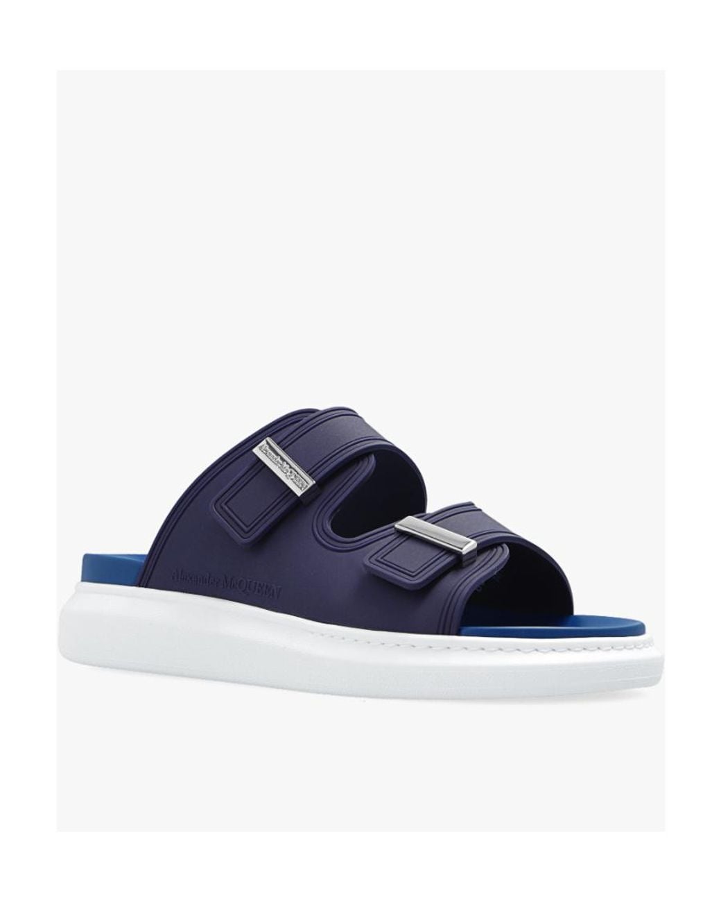 McQueen Blue Logo-Engraved Double-Strap Sandals for men