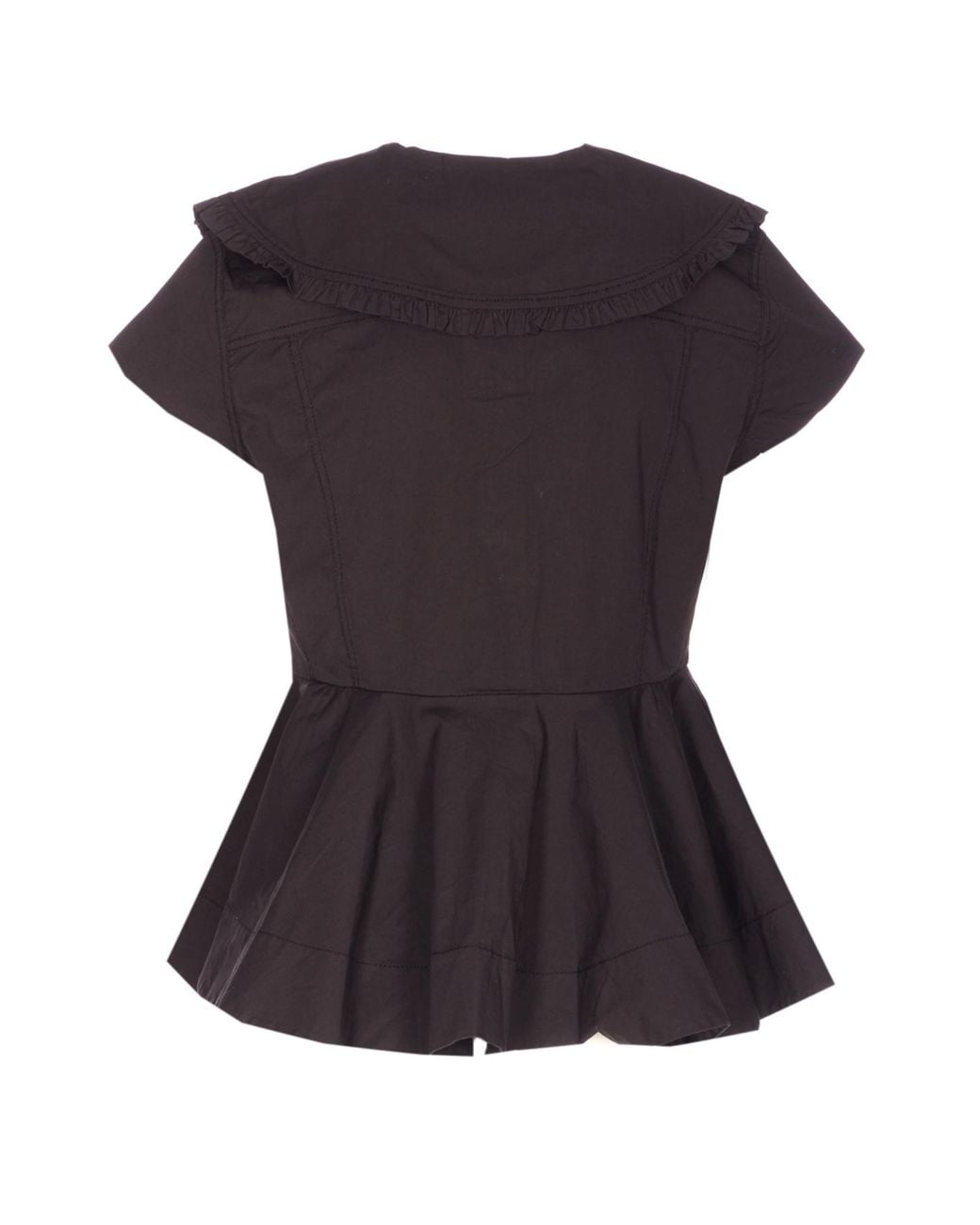 Ganni Black Short Ruffle Shirt