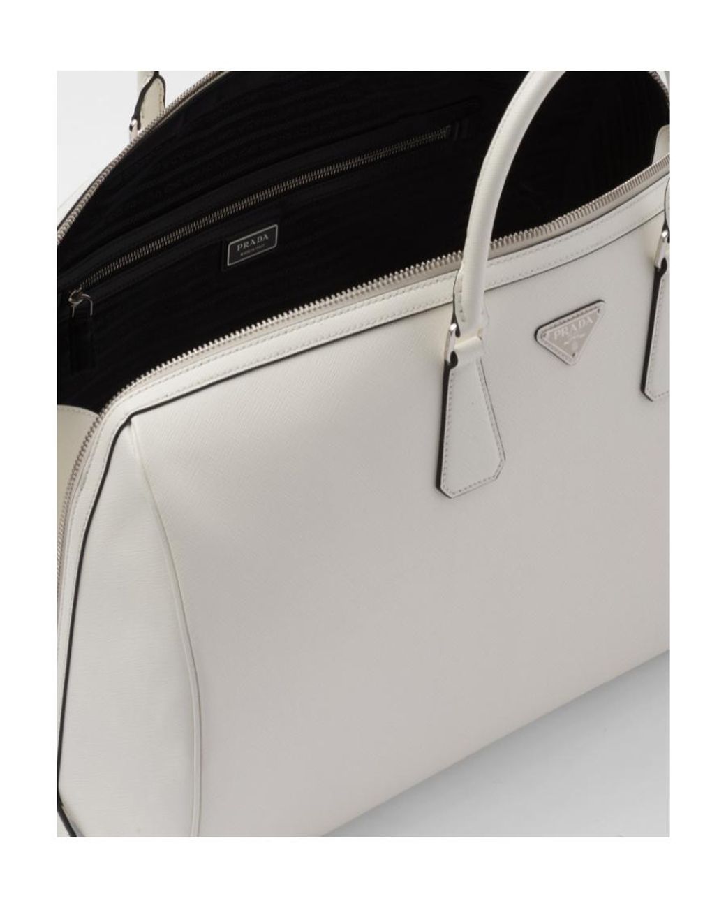 Prada White Saffiano Leather Travel Bag for men