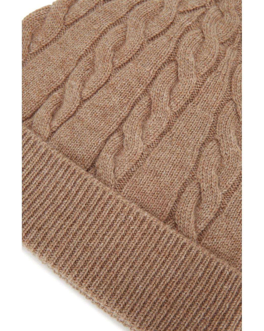 Loro Piana Brown Cedar Cable-Knit Beanie Hat