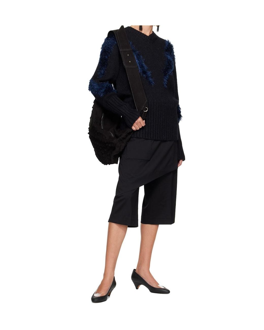 Kiko Kostadinov Blue Ribbed-Knit V-Neck Sweater