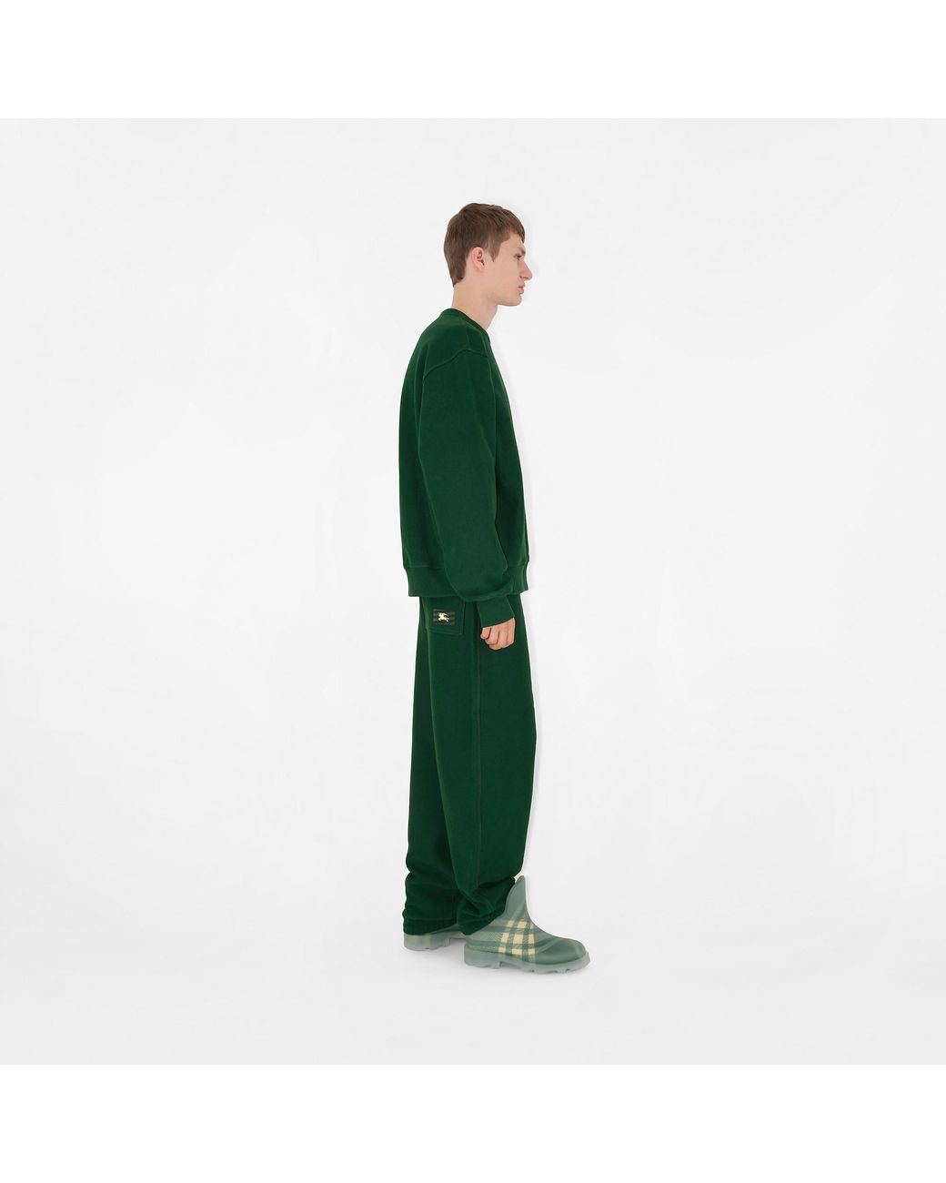 Burberry Green Equestrian Knight Patch Track Pants for men