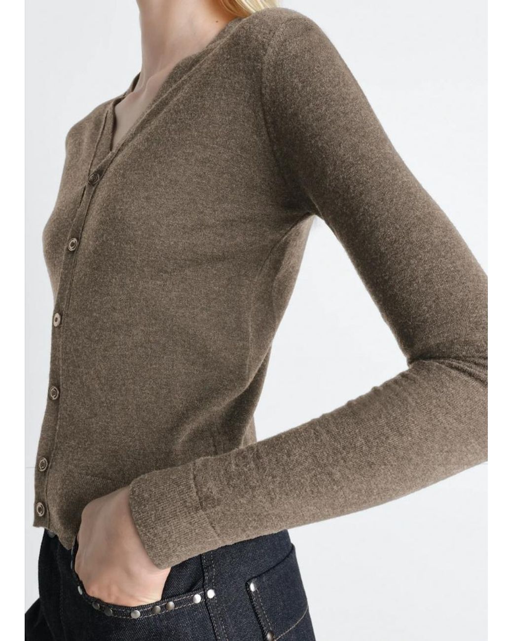 Lemaire Brown Buttoned V-Neck Cardigan