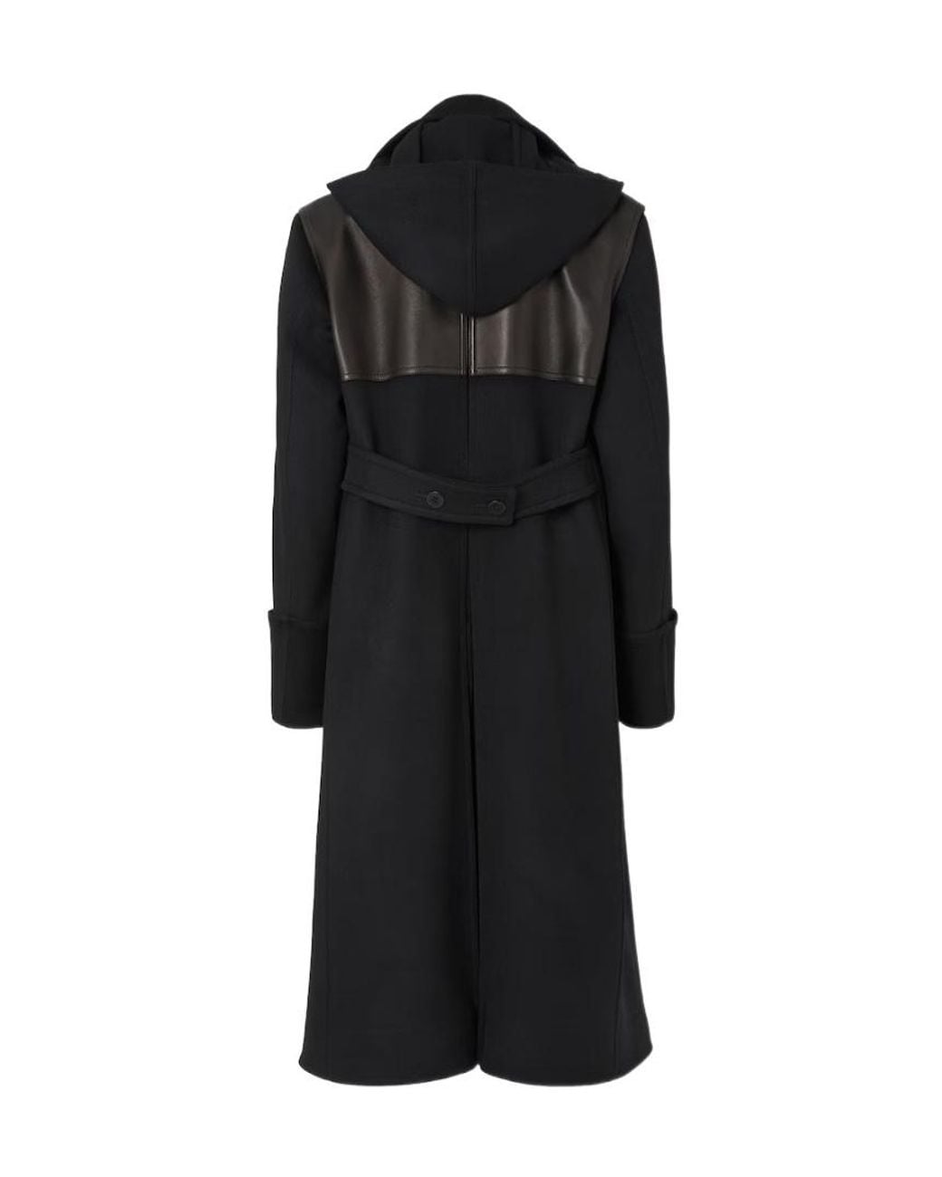 Fendi Black Wool And Leather Parka