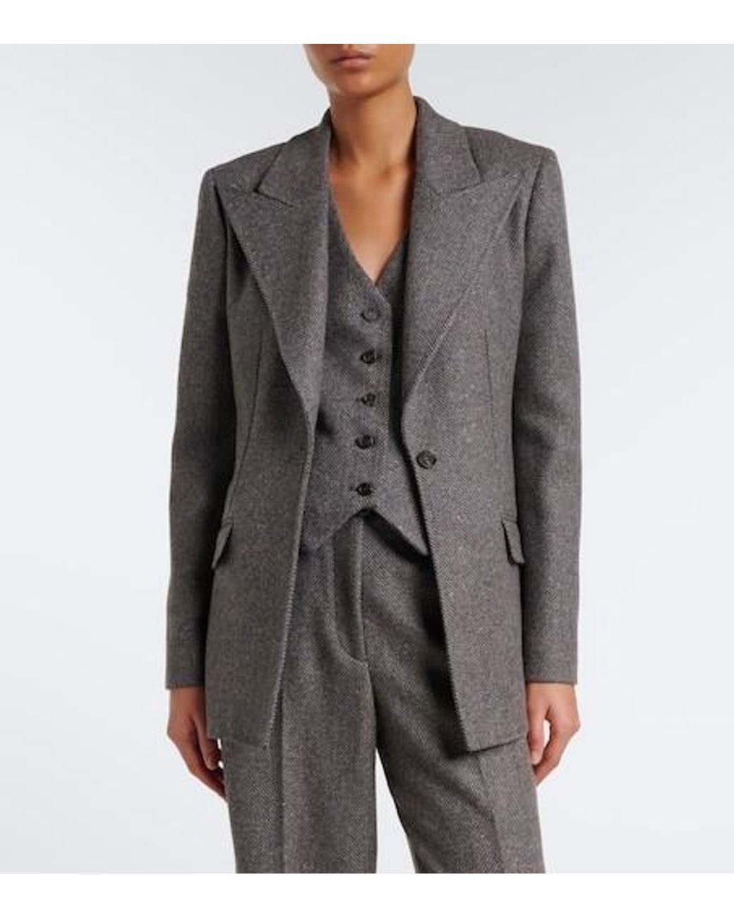Gabriela Hearst Gray Coleridge Herringbone Cashmere And Wool Vest