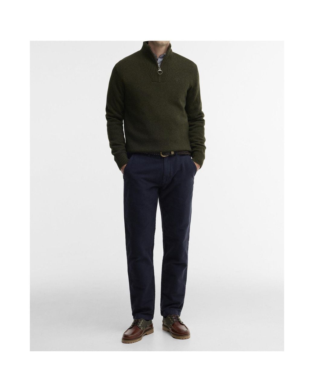 Barbour Green Half-Zip Mock Neck Knit Sweater for men