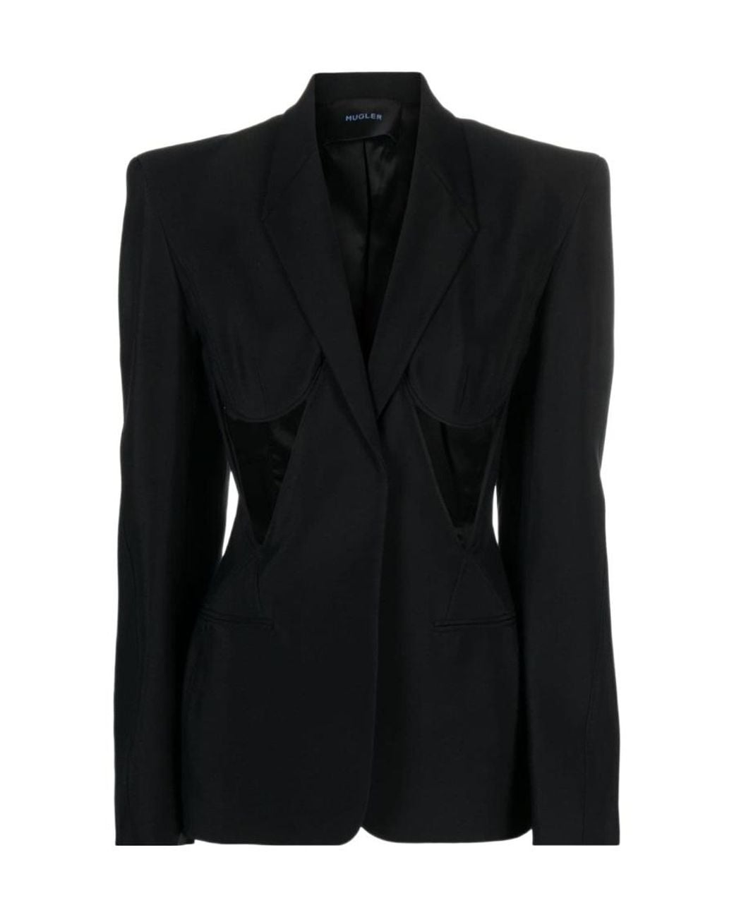 Mugler Black ミュグレー カットアウト シングルボタン ジャケット