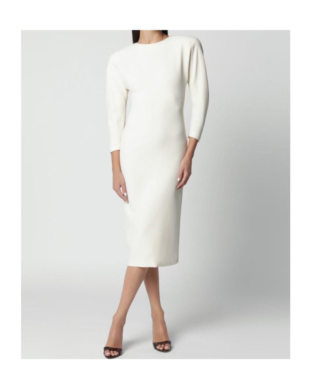 ANDAMANE White Fitted Midi Dress