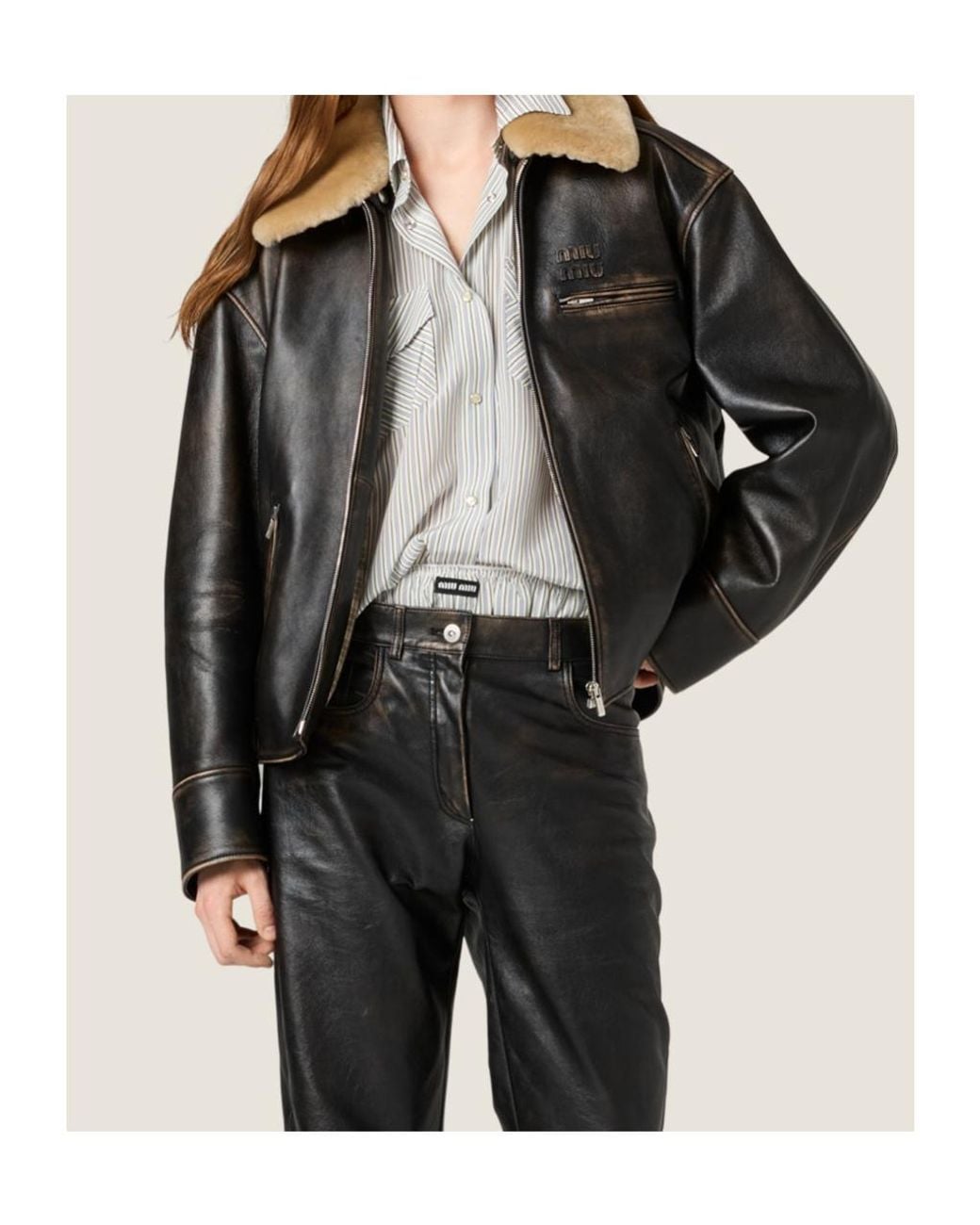 Miu Miu Black Nappa Leather Jacket