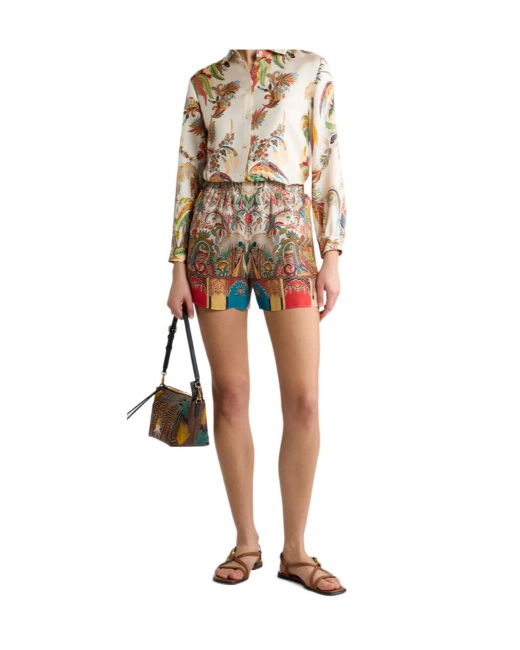 Etro Red Paisley Print Shorts
