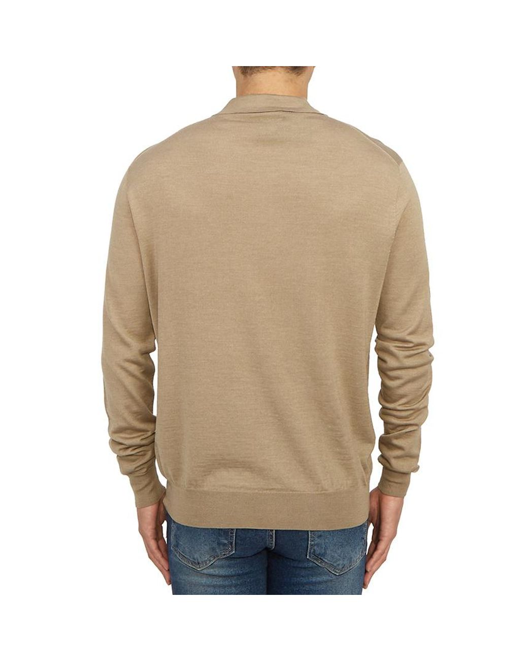 Lardini Natural Long-Sleeve Knitted Polo Shirt for men