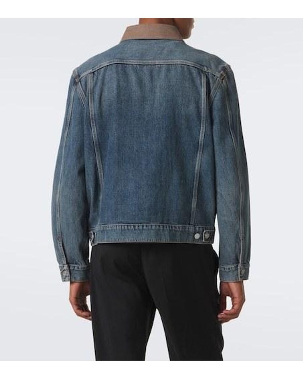 FRAME Blue Corduroy And Denim Zip-Up Jacket for men