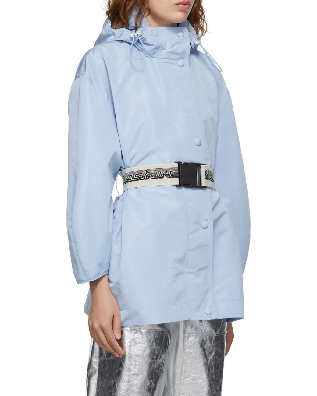 Stella McCartney Blue Belted Hooded Jacket