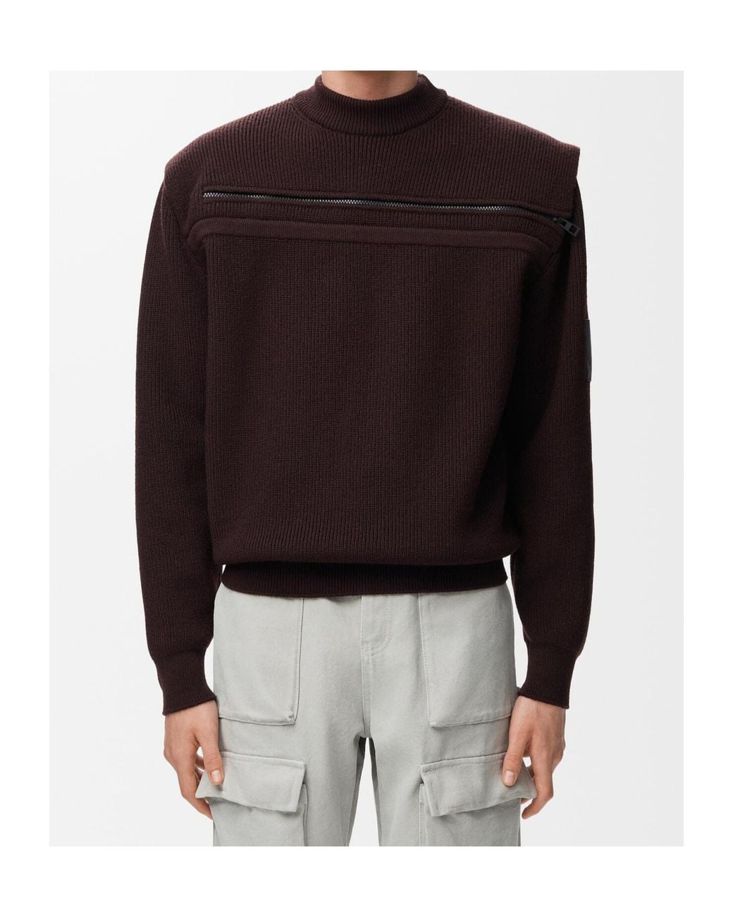 Loewe Red Zip Detail Knitted Sweater for men