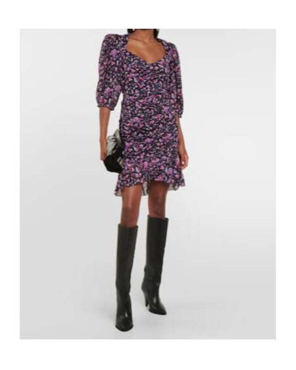 Isabel Marant Purple Lunesa Ruched Printed Cotton Minidress