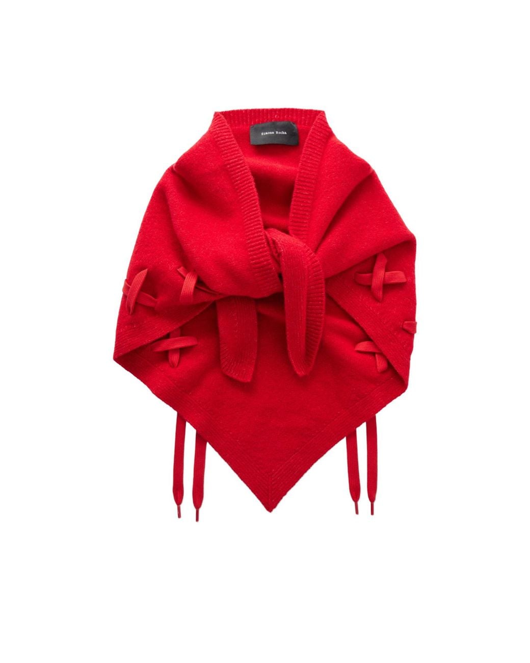 Simone Rocha Red Lace-Up Neckerchief Scarf