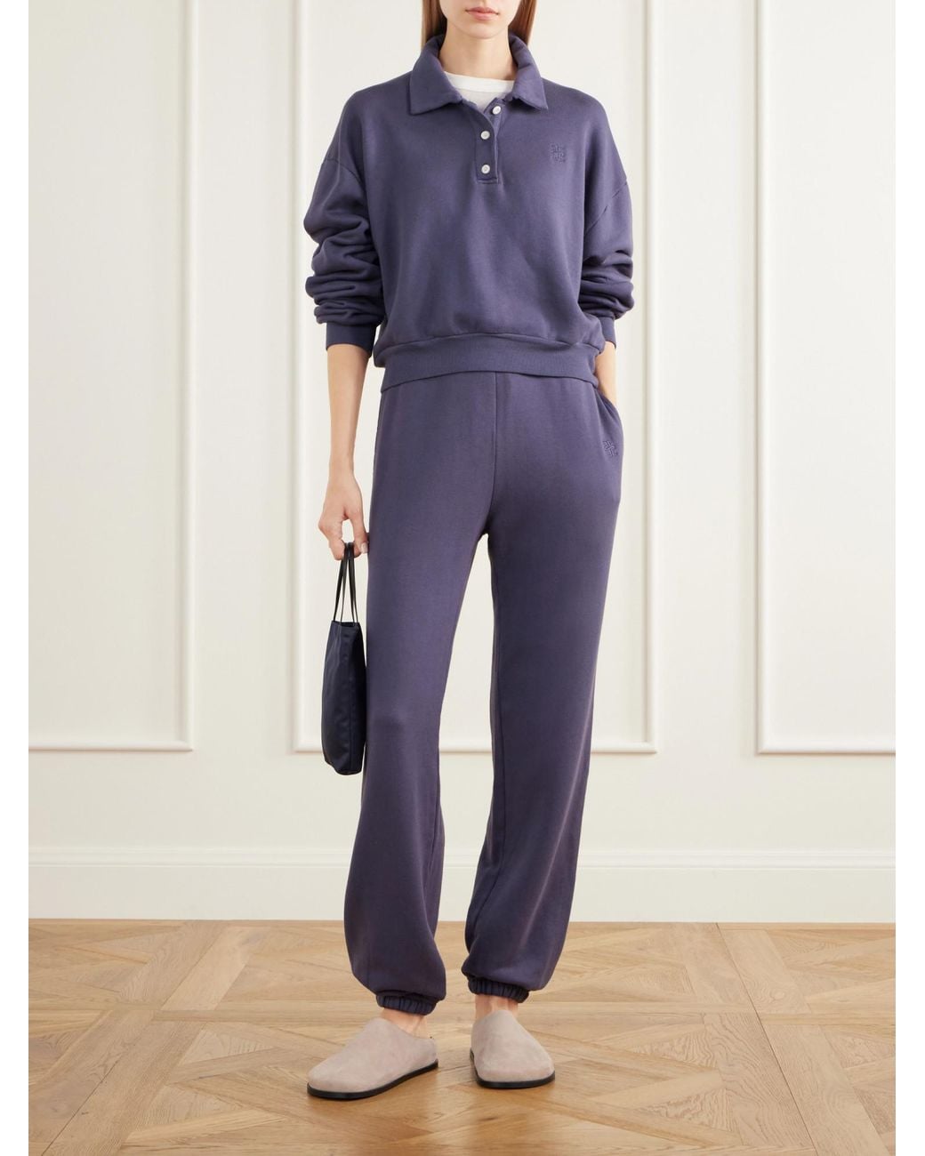 ÉTERNE Blue Blend Terry Tapered Track Pants