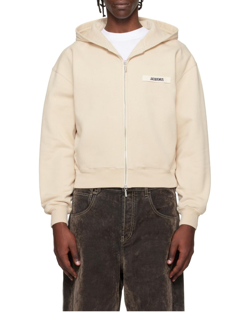 Jacquemus Natural The Gros Grain Zipped Hoodie for men