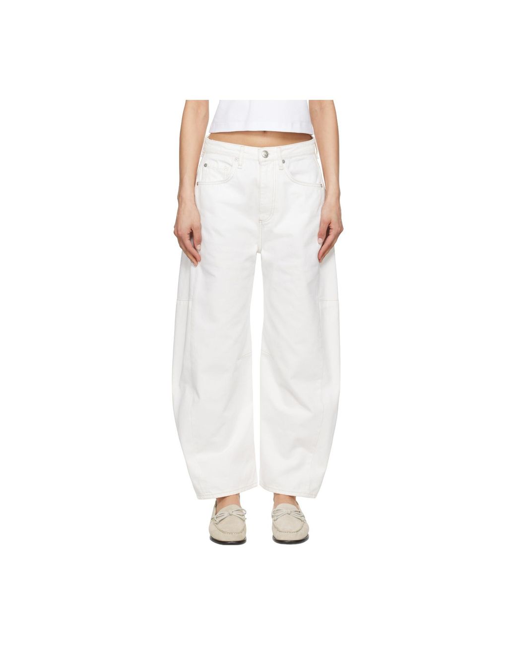 Rag & Bone White Denim Shorts With Belt Loops